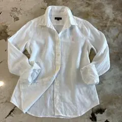 未使用級Ralph Lauren ラルフローレンホワイトリネンシャツ 160 S