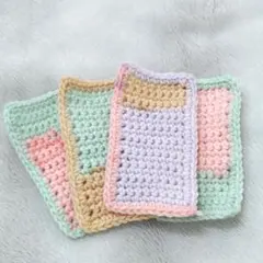 アクリルタワシ　エコタワシ　ケーク　4枚セット レギュラーサイズ ピンク系1