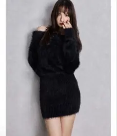 GYDA オフショルデザインシャギーニットワンピース