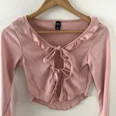 SHEIN ピンク リボンカーディガン