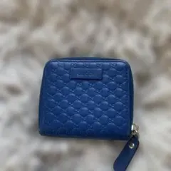 GUCCI ブルー レザー 二つ折り財布