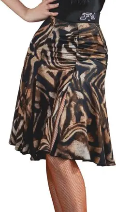 新品　レオパードラテンスカート　リバーシブル豹柄 黒 2way　社交ダンス