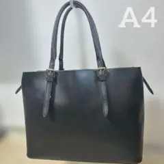【美品】マルコビアンキーニ A4レザートートバッグ ブラック ゴールド金具　通勤