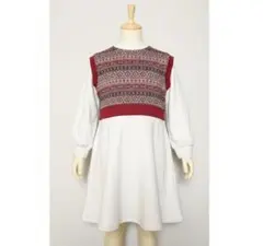 COMME CA ISM キッズ ワンピース 130 ノルディック柄 切り替え