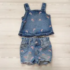 babyGAP デニム　レインボー刺繍　上下セット 6-12ヶ月