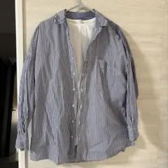 ニコアンド　ストライプ長袖シャツ オーバーサイズ