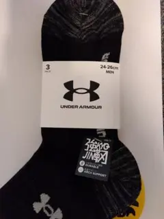 UNDER ARMOUR メンズソックス 3足セット 24-26cm 黒/緑/赤
