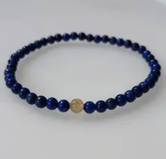 【天然石ブレスレット】ラピスラズリ、ルチルクォーツ