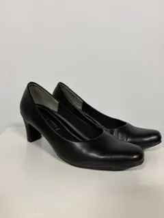 ブラック プレーンパンプス 中ヒール