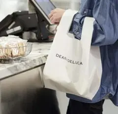 【No2526】DEAN&DELUCAエコバッグ・ホワイト折り畳み軽量コンパクトのサムネイル