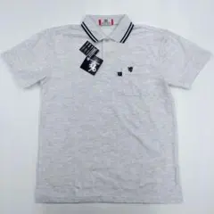 新品タグ付き　ライトグレー　ライオン刺繍　半袖ポロシャツ　Mサイズ
