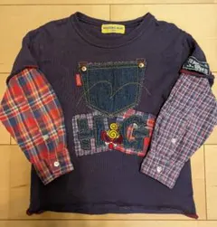 ヒステリックミニ　重ね着風　チェックロンT アシンメトリー　100　長袖Tシャツ