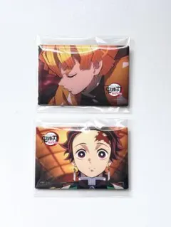 鬼滅の刃 無限列車編 炭治郎 善逸 スクエア缶バッジ 四角 未使用美品