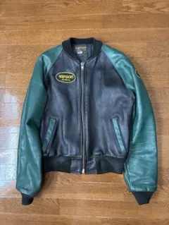 VANSON レザージャケット 38 USA製 黒×緑のサムネイル