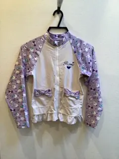 紫色 ハート&リボン柄 ラッシュガード 140cm