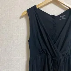 黒のノースリーブひざ丈ワンピース　ルームウェア