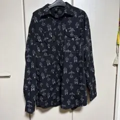 ブラック プリント柄 長袖シャツ XLサイズ