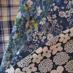 花柄、チェック、コットンハギレ生地4枚セット