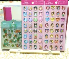 ディズニープリンセス ステッカーセット【キラキラ宝石箱３シート57ピース付き】