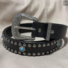 ベルト メンズ y2k おしゃれ ウエスタン スタッズ アメカジ ターコイズ