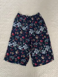 ユニクロレディースリラコL 部屋着　花柄　紺色　ステテコ　部屋着　ルームウェア