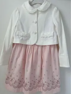 女の子　フォーマル　ワンピース　入学式　130 ピンク　ジャケット　ブラウス
