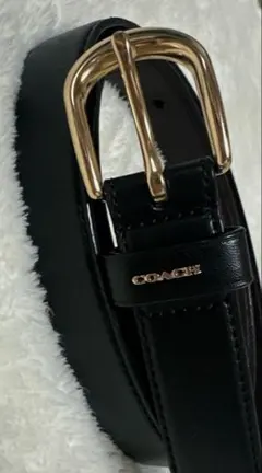 COACH レディース黒レザー ベルト 金色バックルのサムネイル