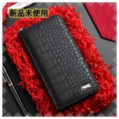 新品未使用　クロコダイル調 メンズ長財布 ラウンドファスナー ブラックのサムネイル