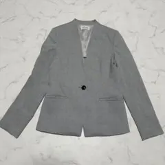 美品　プラステ　ノーカラージャケット　グレー　サイズS ウォッシャブルストレッチ