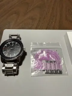 稼働品 DIESEL ディーゼル 腕時計 黒文字盤 クォーツ DZ-1370