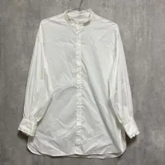 ロペピクニック フリル バンドカラー 長袖 シャツ レイヤード 白