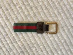 a*a様 最終値下げ　Gucci キーリング 緑/赤 ストライプ キーホルダー