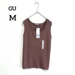 新品　ジーユー　リブニットタンクトップ　S　ダークオレンジ　ノースリーブ　778