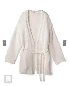 リボンベルト付きニットカーディガン