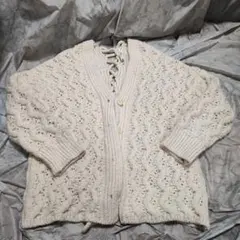 ZARA アイボリー ケーブルニットカーディガン L-XL