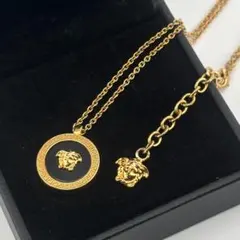 VERSACE ネックレス メデューサ グレカ ゴールド ブラック 箱付き 