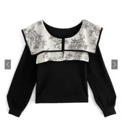 花柄カラーテレコリブトップス