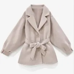 ze684 GRL グレイル リボンベルト付き ピンク コート