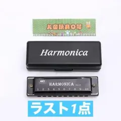【初心者・お子様向け】10ホール ハーモニカ 黒 C調専用ケース・かんたん楽譜のサムネイル