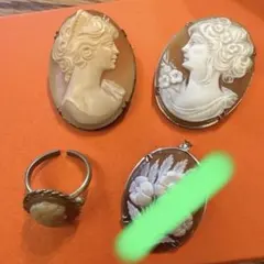 カメオブローチ・リング3点セット