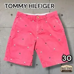 【TOMMY HILFIGER】 ヨット総柄 ハーフパンツ ピンク サイズ30