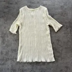 AUNT MARIE'S シアートップス　プリーツ　ホワイト　半袖　トップスのサムネイル