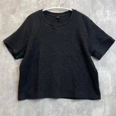 ユニクロ　半袖Tシャツ　シャーリングTシャツ　テクスチャー加工　ブラック　L