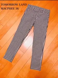 トゥモローランド　マカフィー　 クロップドパンツ　黒×白ギンガム36