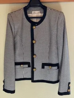 Limonade チェック柄 ノーカラージャケット　千鳥格子　レトロ