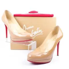 EU37.5 Christian Louboutin ベージュ ヒール 414A