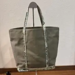 美品 VANESSA BRUNO スパンコール キャンバストートバッグ カーキのサムネイル