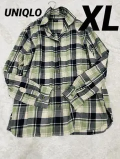 UNIQLO チェック柄 長袖シャツ XL グリーン系 羽織り トップス シャツ