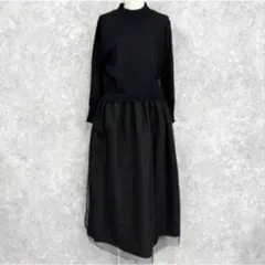 【新品未使用】ぞうねこちゃんねる／ニットワンピース(ブラック)