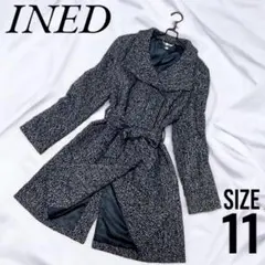 INED アンゴラ混　カシミア混　ベルト付きロングコート